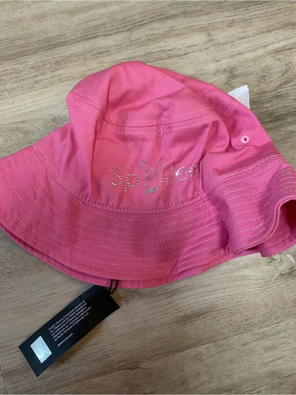 PLAYBOY Hot Pink rhinestone Spoiled bunny logo Bucket Hat - NWT